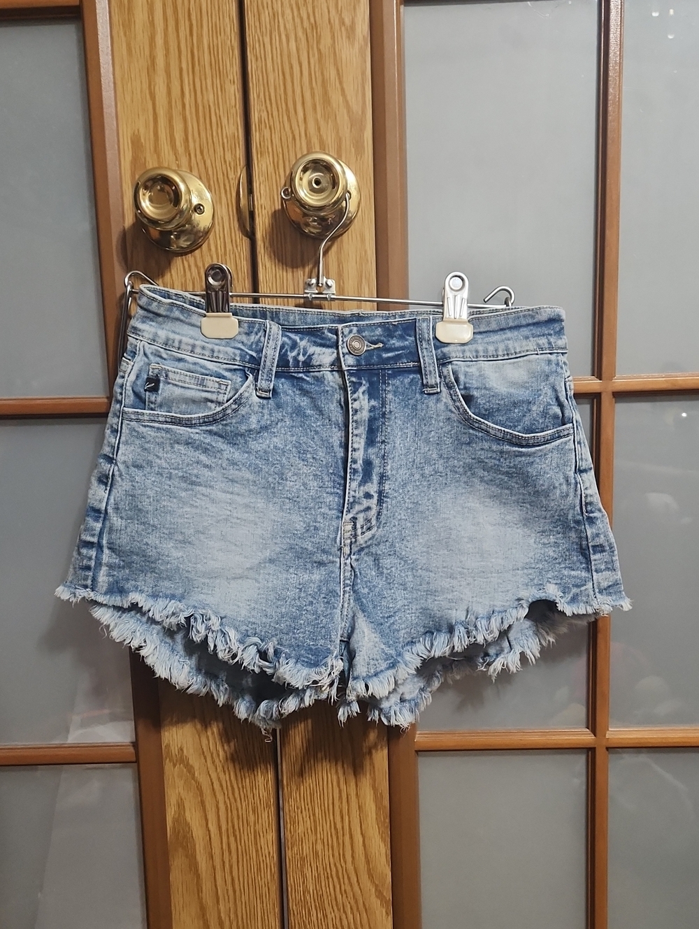 Kancan Light Blue Denim Shorts With Frayed Hem Size 11/29